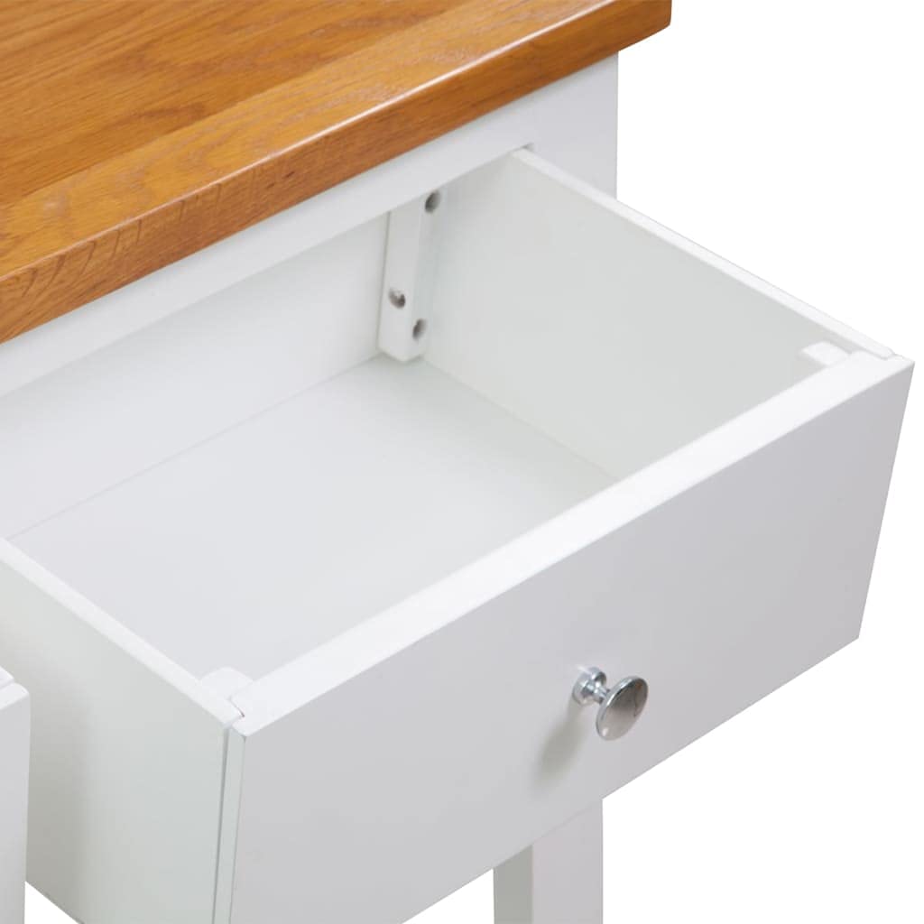 Solid Oak Wood Console Table with Two Drawers and Shelf R866829