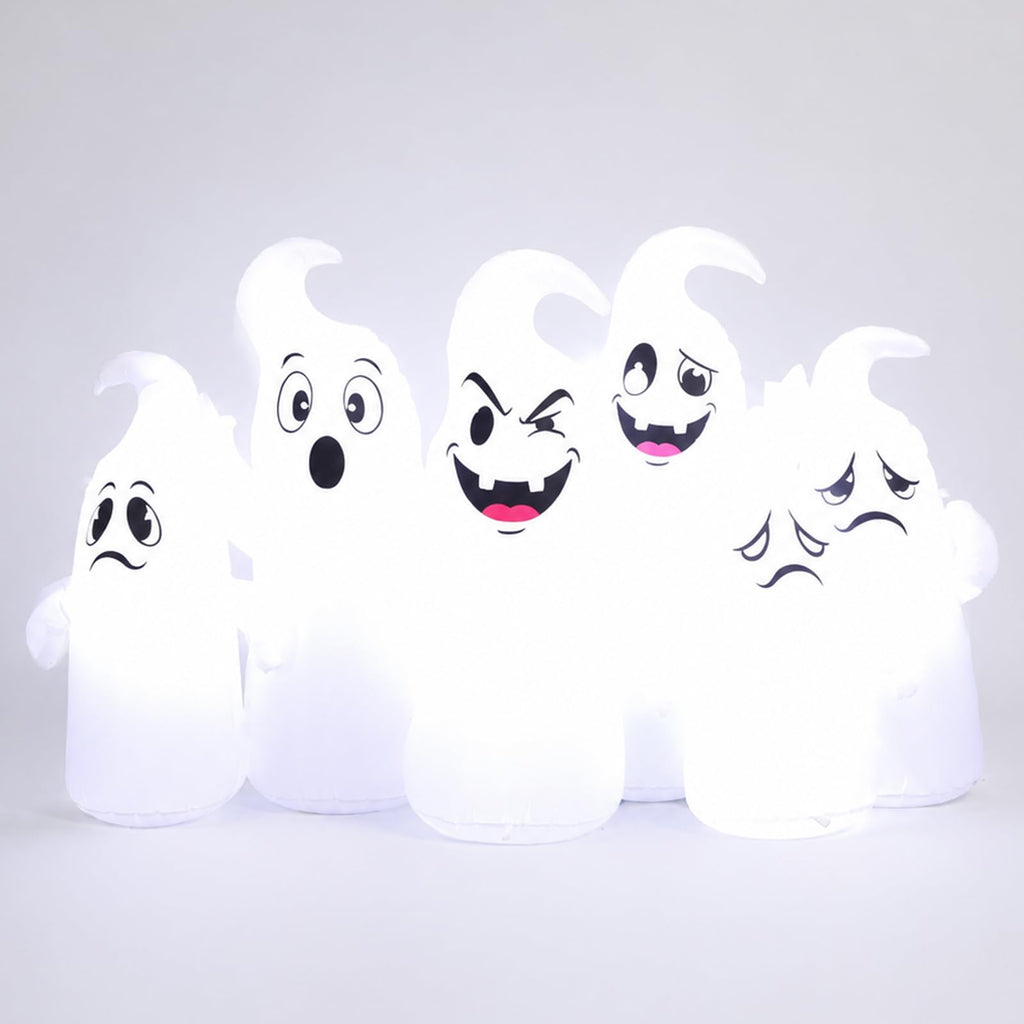 8FT Long Halloween Inflatable 6 Cute Ghosts LED Yard Decoration T988