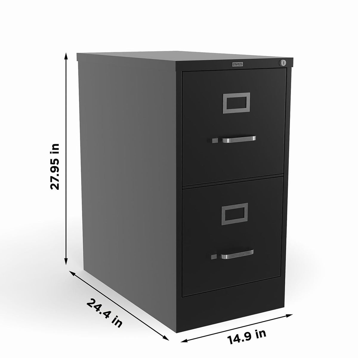 Black 2 Drawer Letter Size Lockable File Cabinet T4251