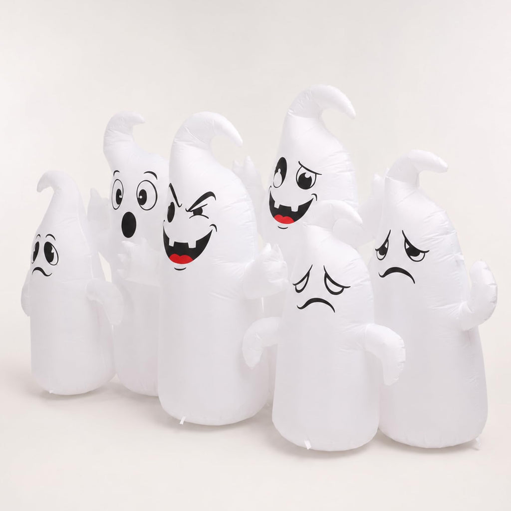 8FT Long Halloween Inflatable 6 Cute Ghosts LED Yard Decoration T988