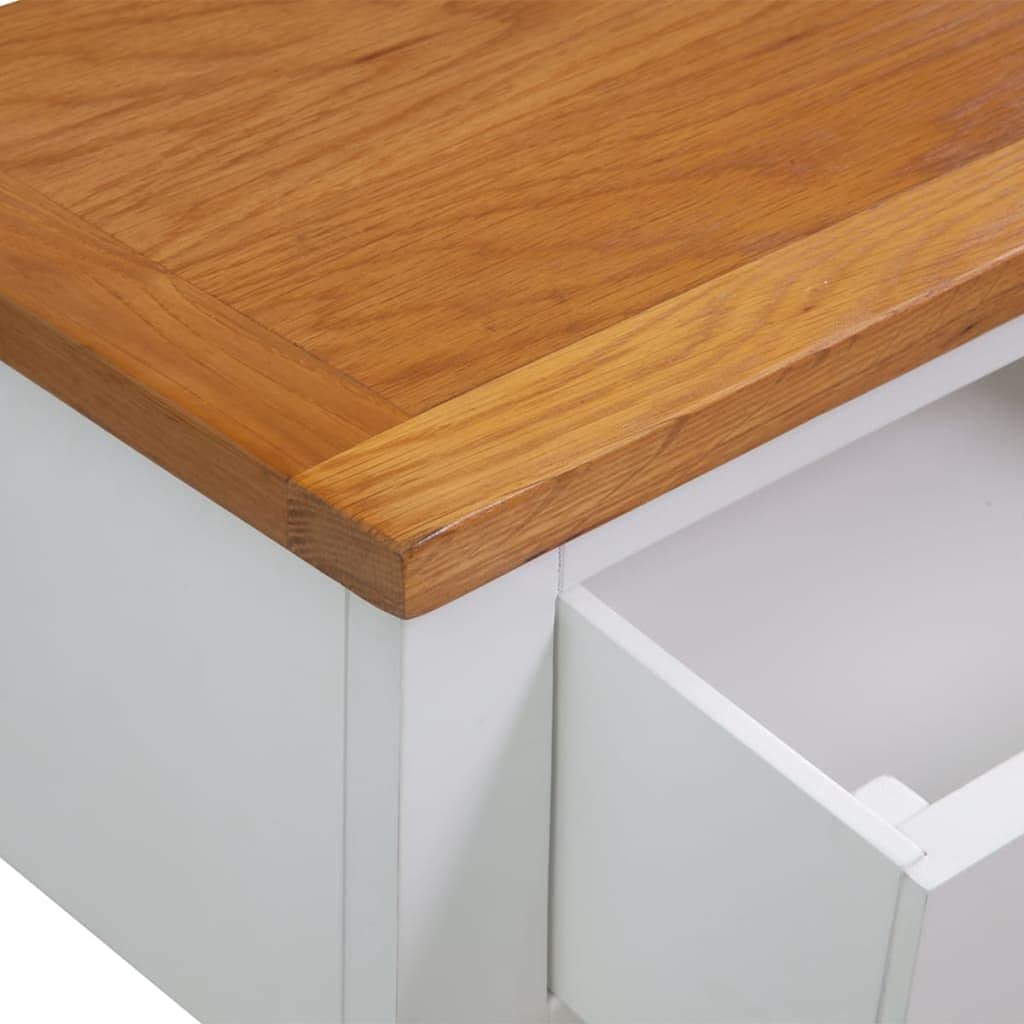 Solid Oak Wood Console Table with Two Drawers and Shelf R866829