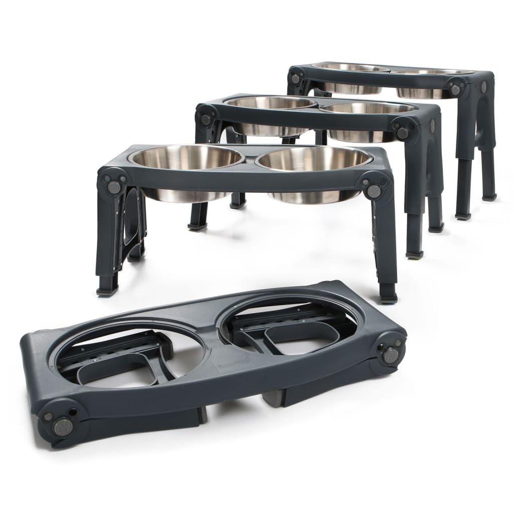 Adjustable Height Double Pet Feeder with Stainless Steel Bowls X930