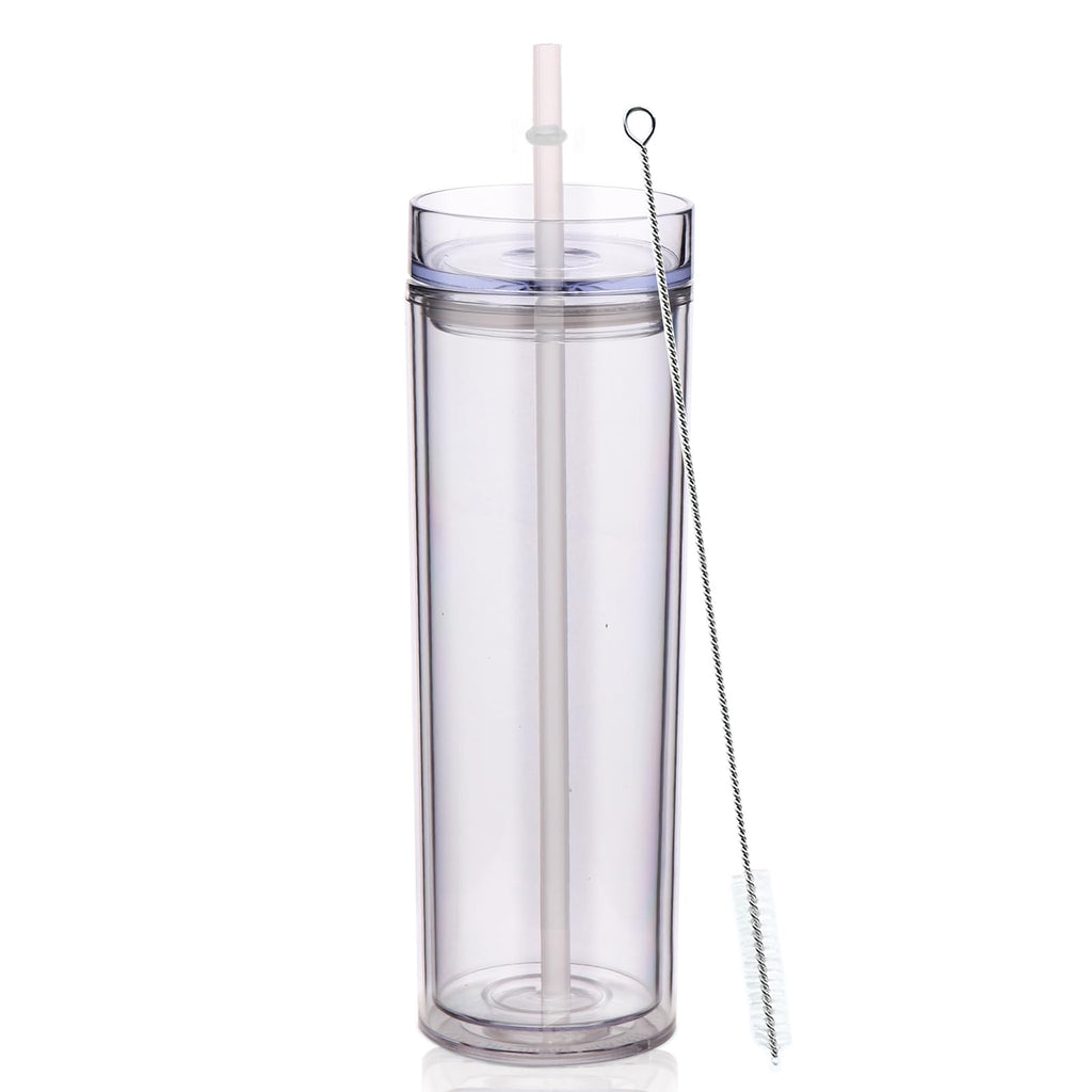 20oz Double Wall Plastic Tumbler with Lid and Straw E71162