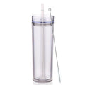 20oz Double Wall Plastic Tumbler with Lid and Straw E71162