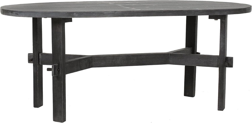 Black Oval Solid Acacia Wood Coffee Table O991456