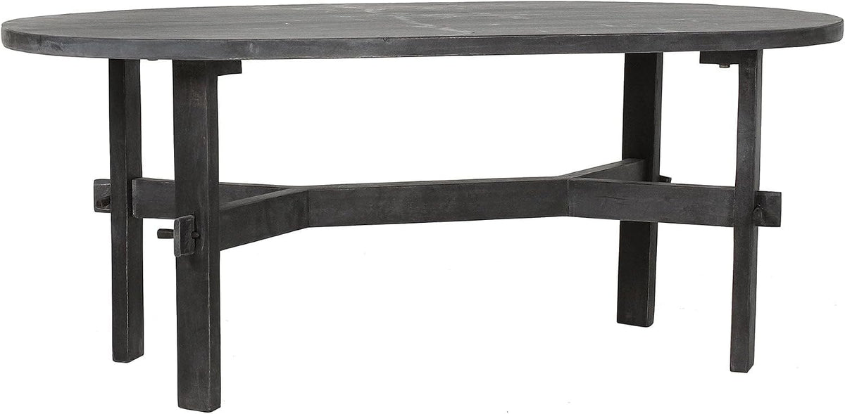 Black Oval Solid Acacia Wood Coffee Table O991456