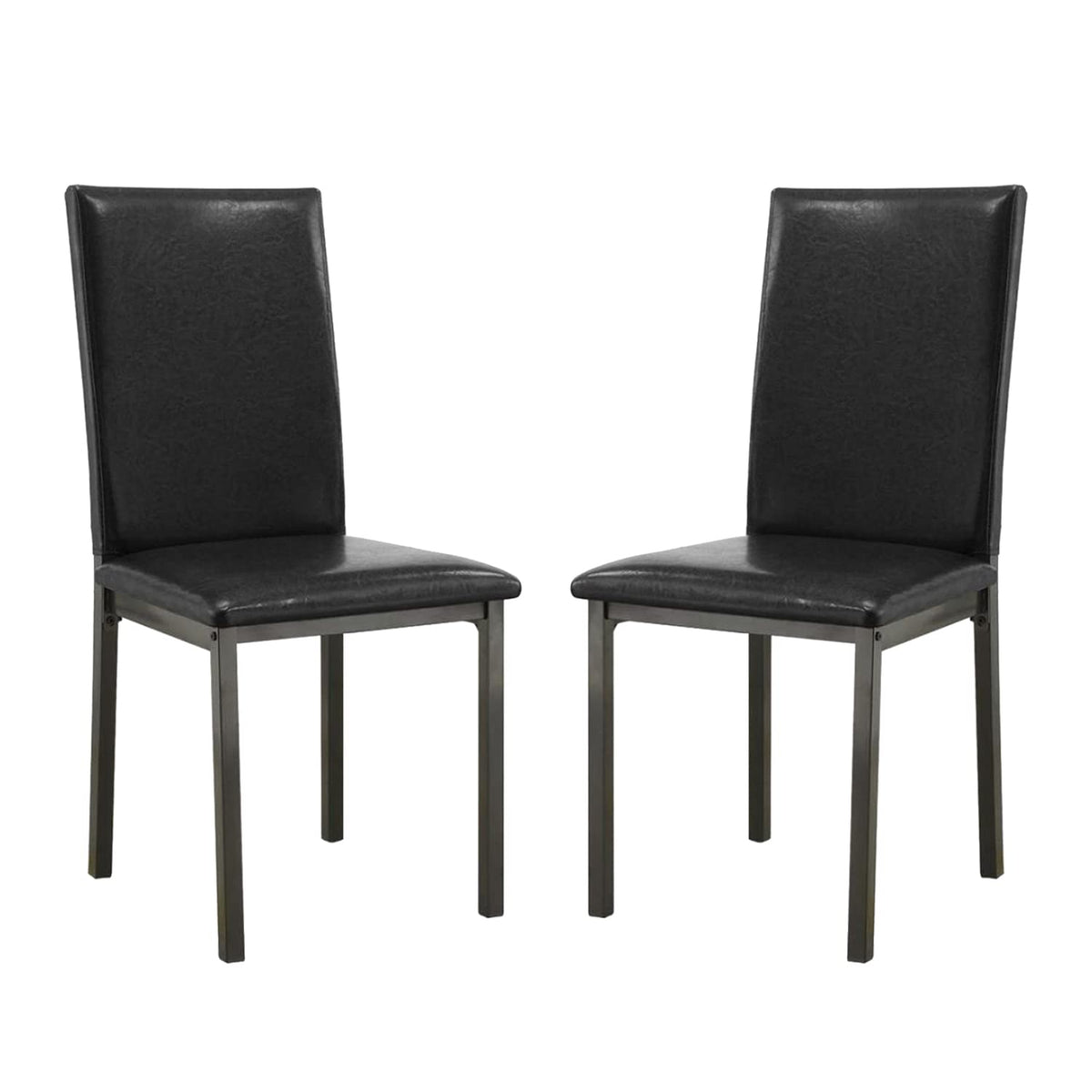 Black Leatherette Dining Chairs Set of 2 W8065