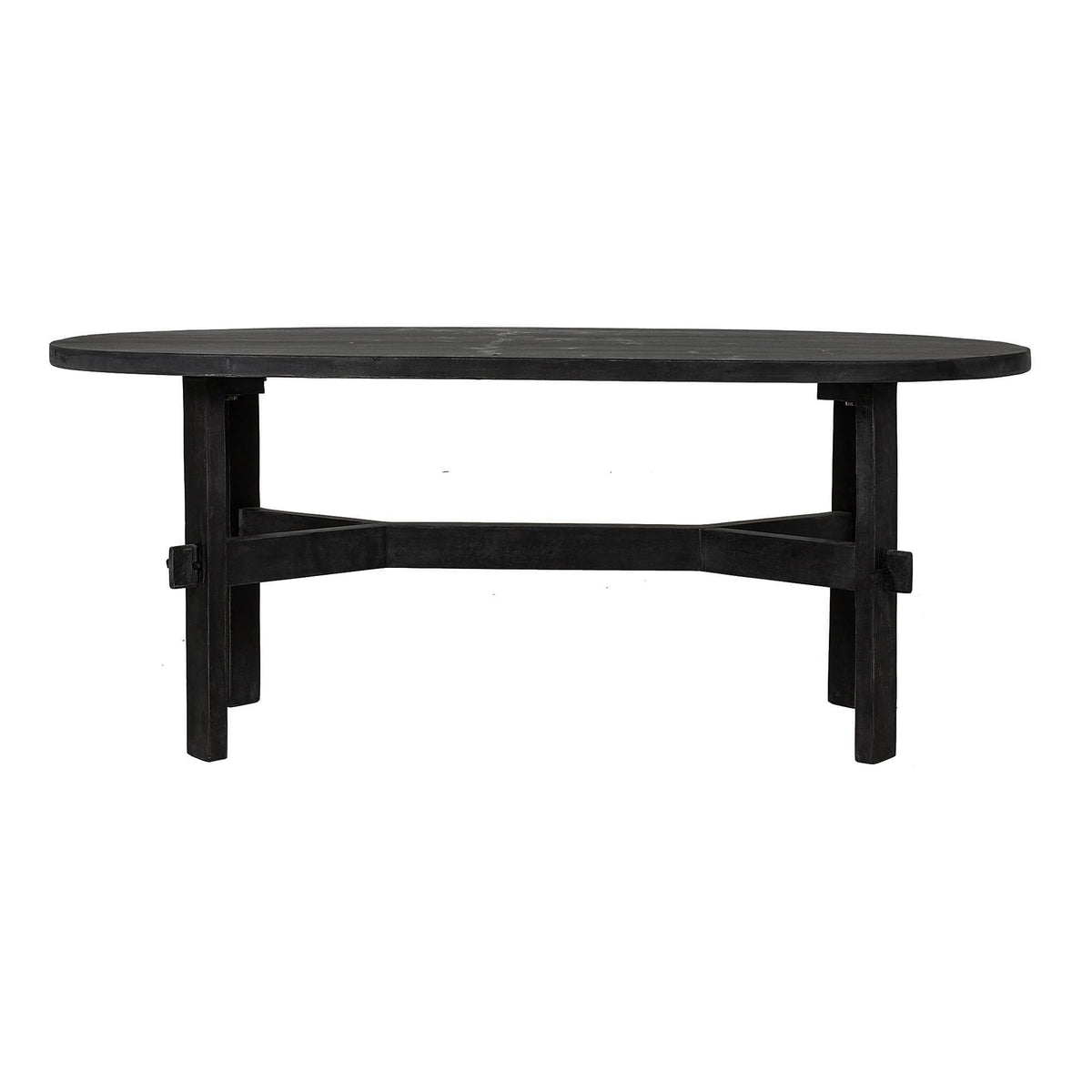 Black Oval Solid Acacia Wood Coffee Table O991456