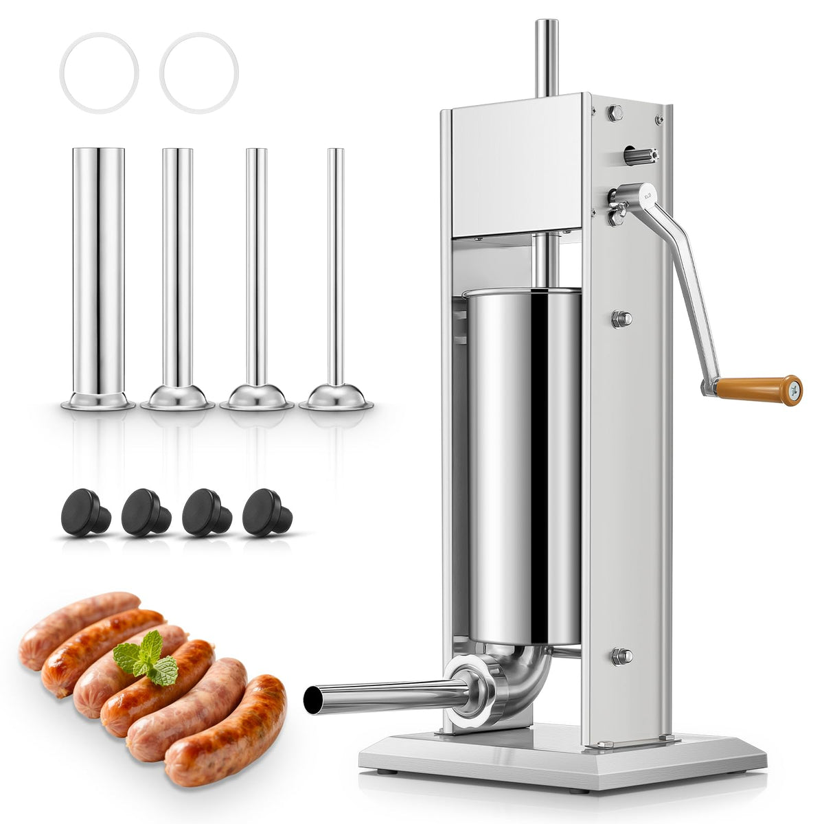 5L Stainless Steel Manual Sausage Stuffer with 4 Stuffing Tubes E142