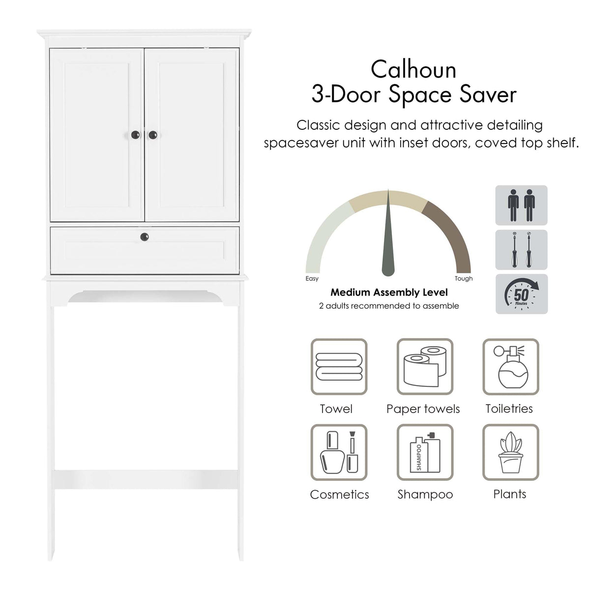 White Over the Toilet Storage Cabinet C988