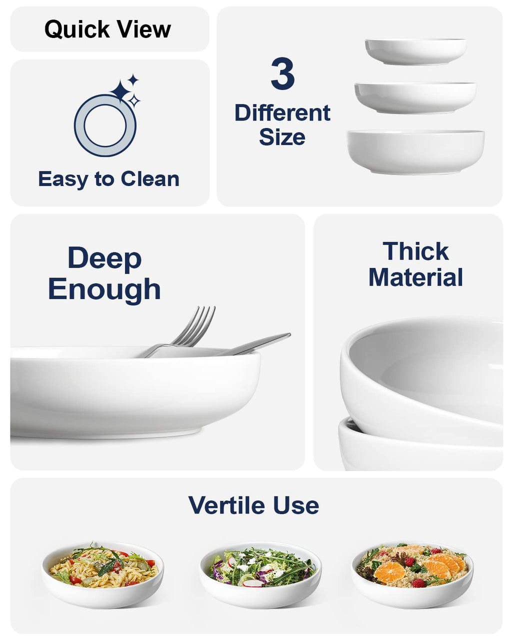45 oz White Pasta Bowls Set of 4 U414818