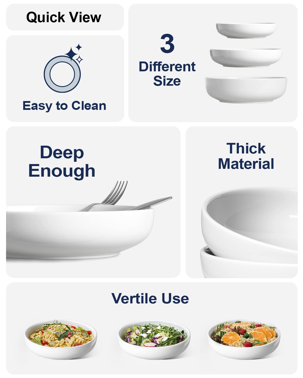 45 oz White Pasta Bowls Set of 4 U414818