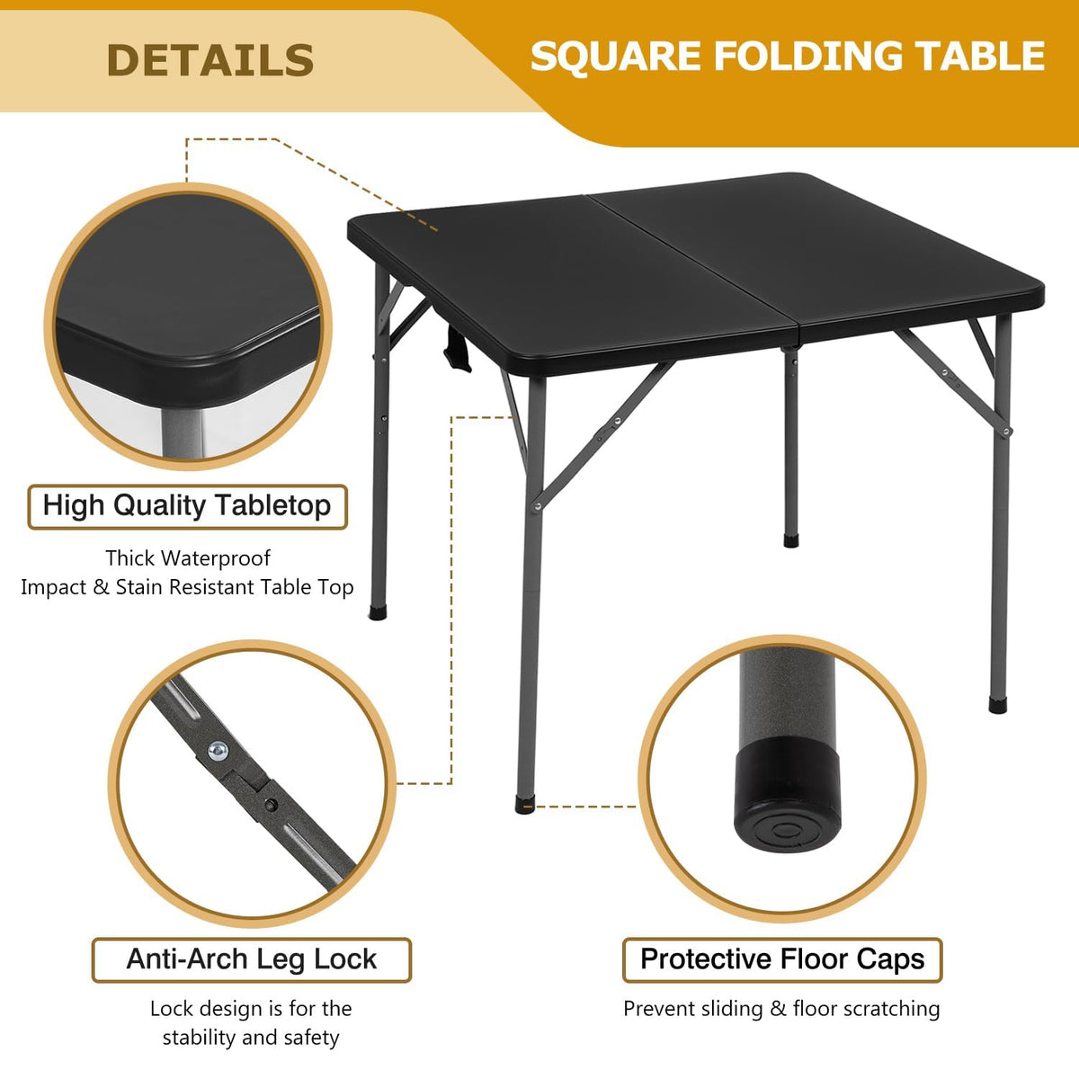 34" Black Folding Card Table I9246