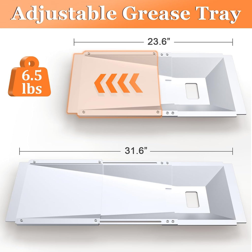 Universal Grease Tray with Catch Pan Adjustable Drip Pan for Gas Grill Q859086
