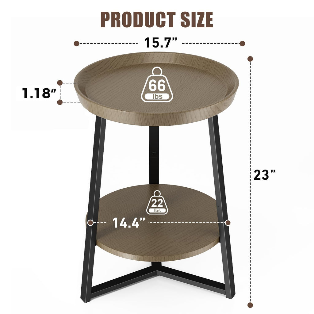 Round 2 Tier End Table with Storage Shelf K7371