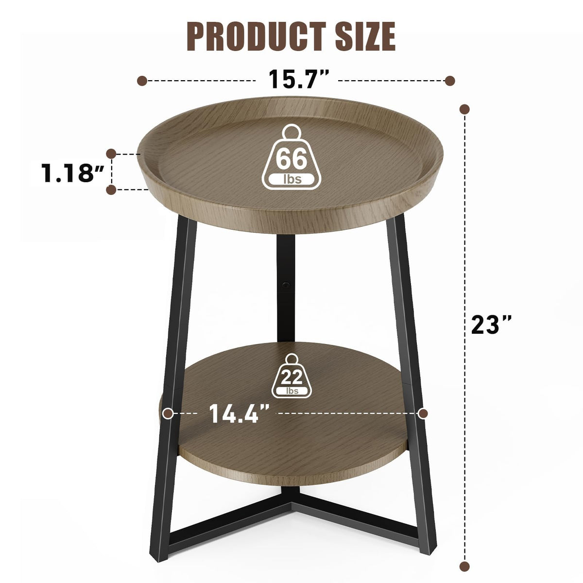 Round 2 Tier End Table with Storage Shelf K7371