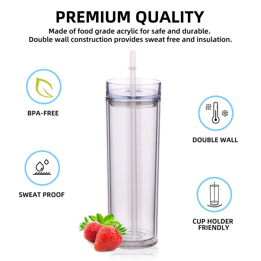20oz Double Wall Plastic Tumbler with Lid and Straw E71162