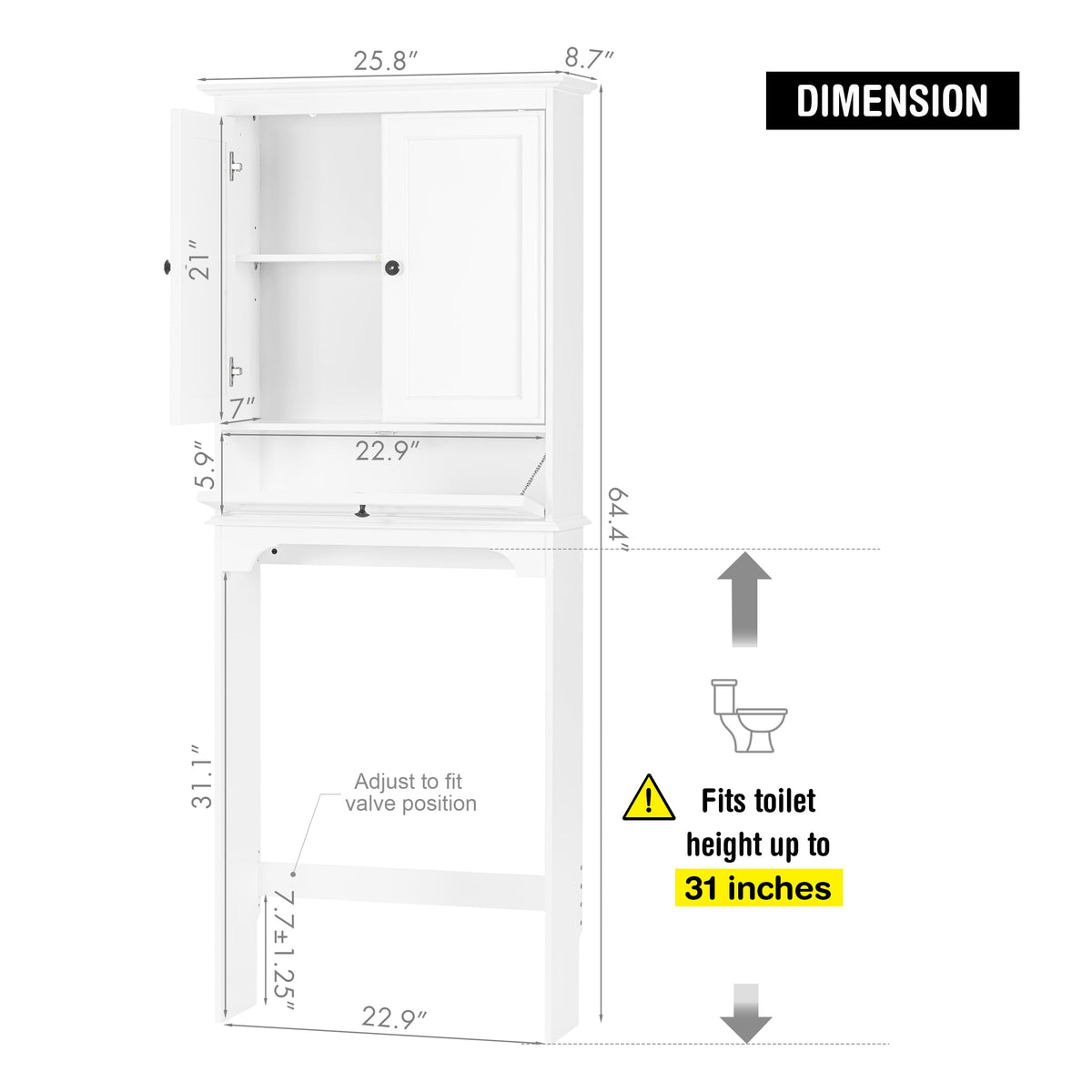 White Over the Toilet Storage Cabinet C988