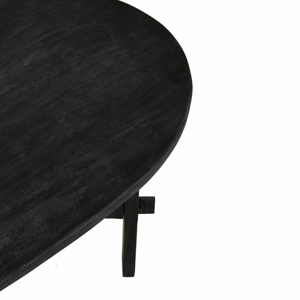 Black Oval Solid Acacia Wood Coffee Table O991456