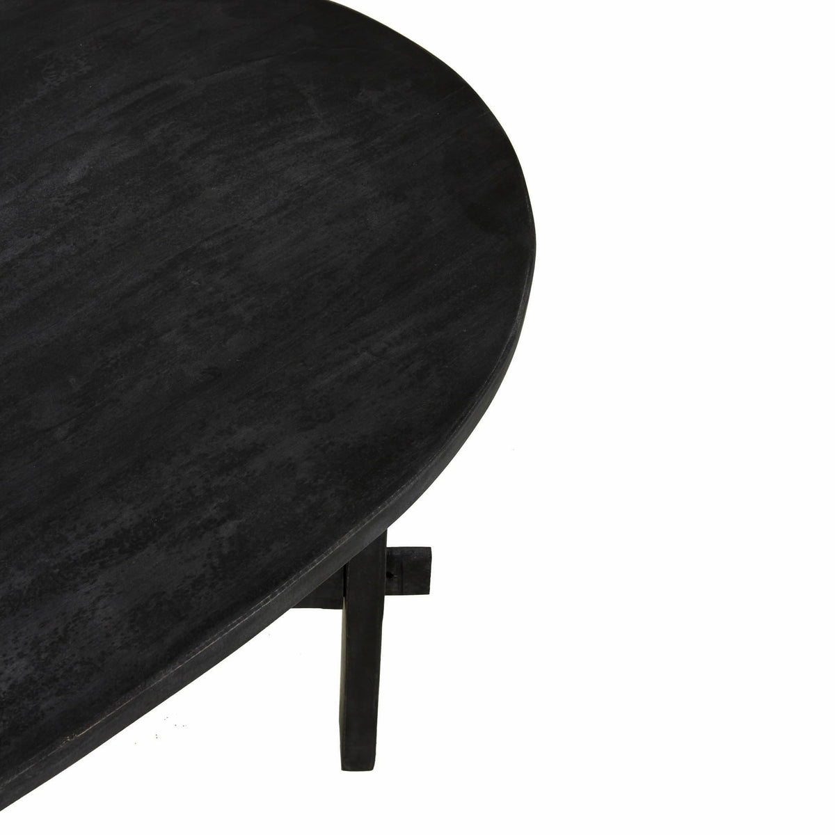 Black Oval Solid Acacia Wood Coffee Table O991456