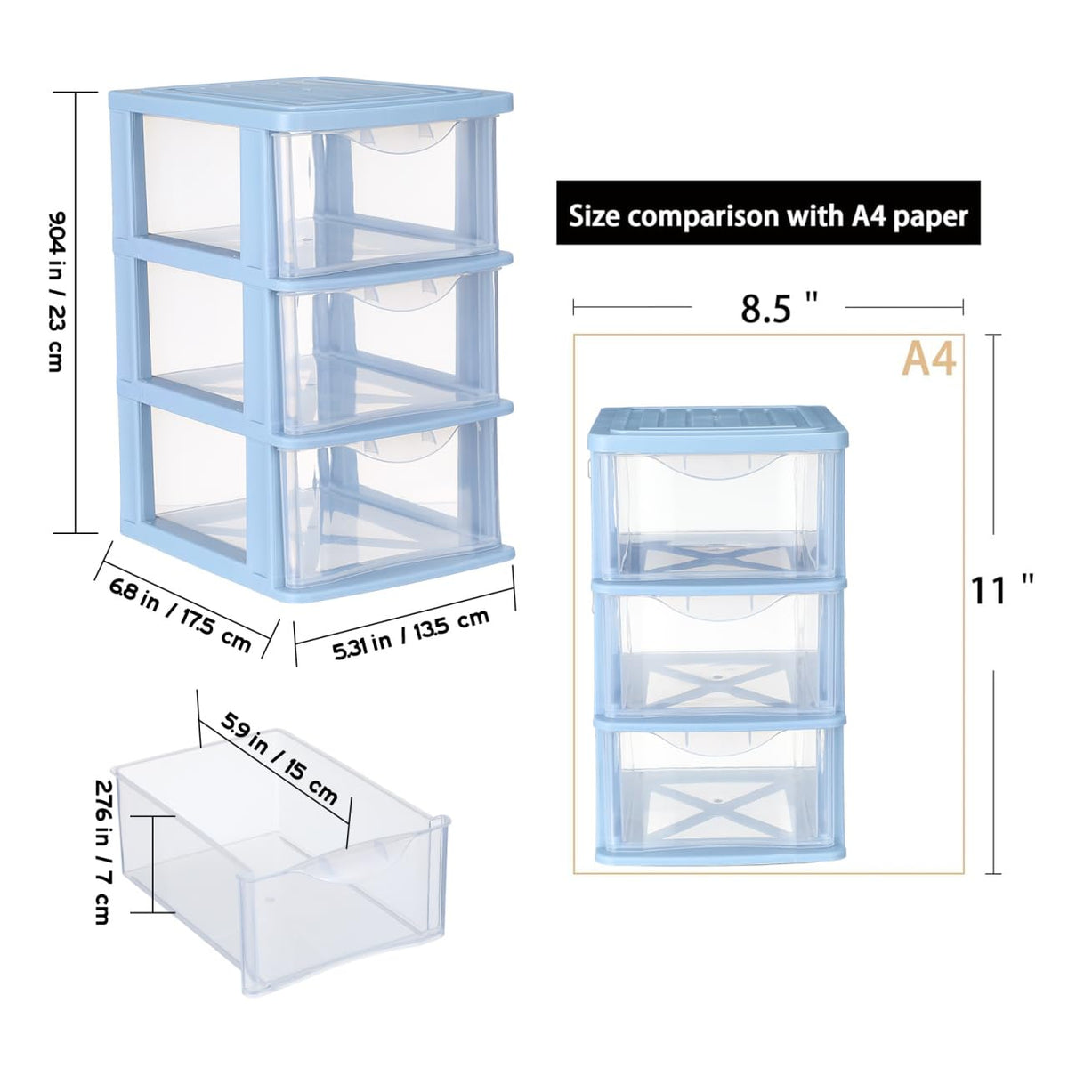 3-Drawer Plastic Storage Organizer K34832