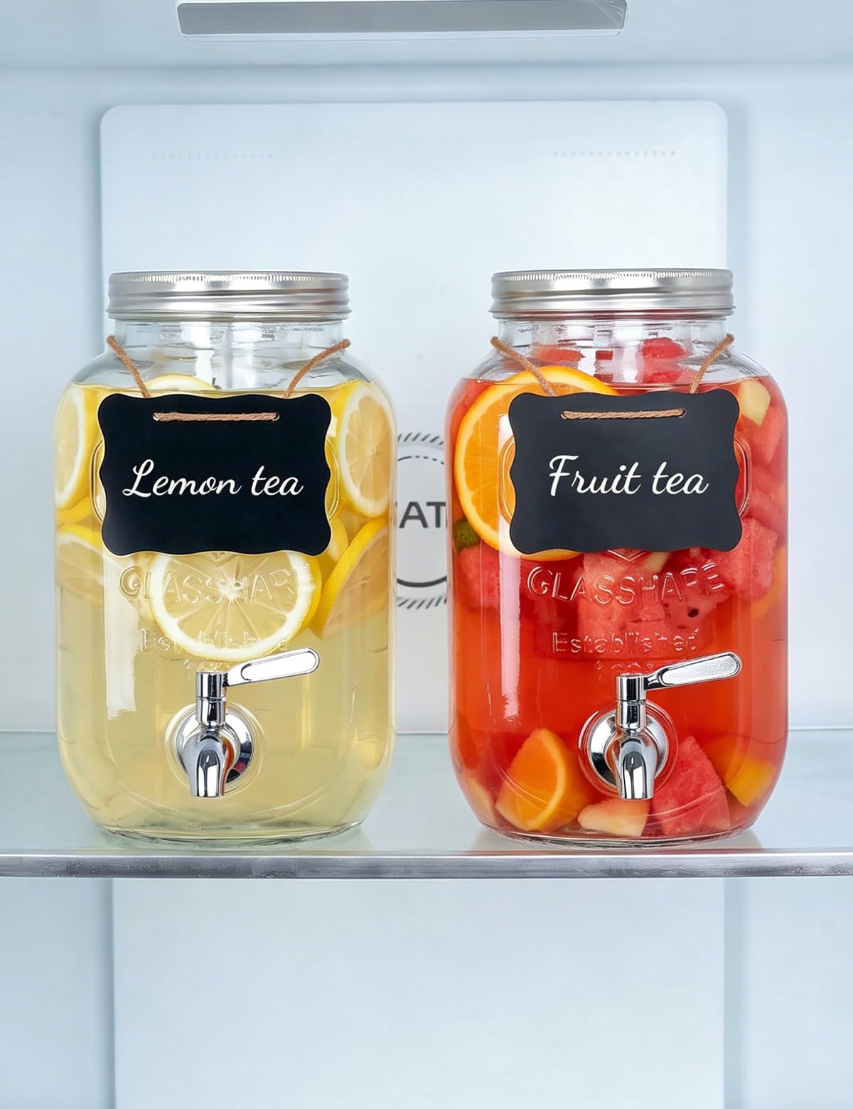 Glass Drink Dispensers 2 Pack with Stand V83443