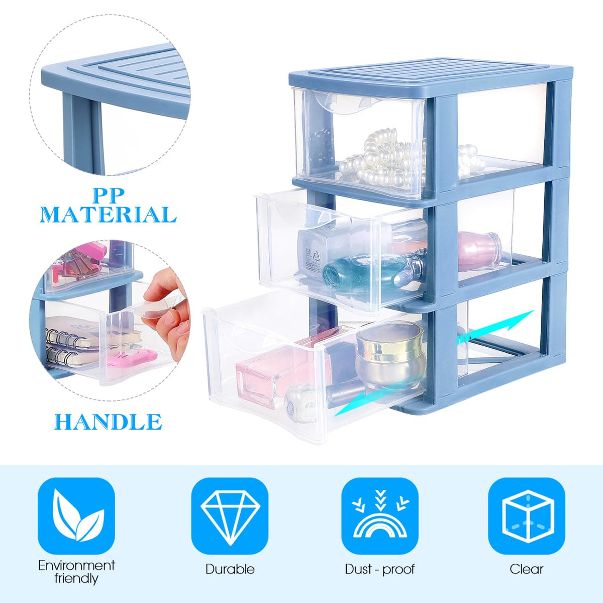 3-Drawer Plastic Storage Organizer K34832
