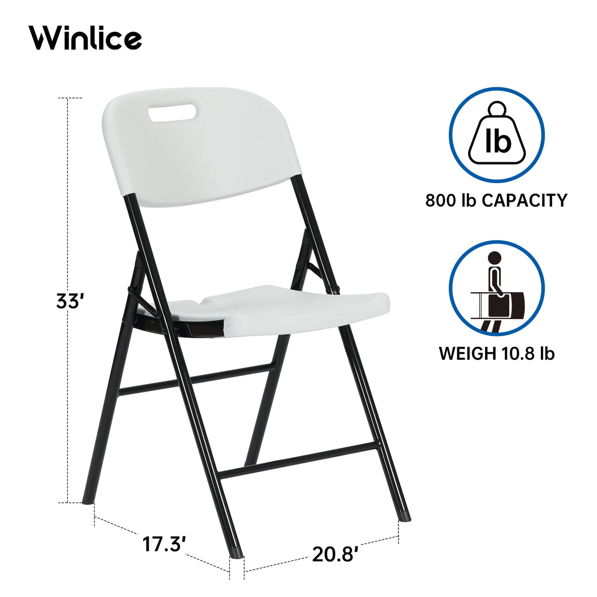 10 Pack White 800 LBS Folding Chairs G86033