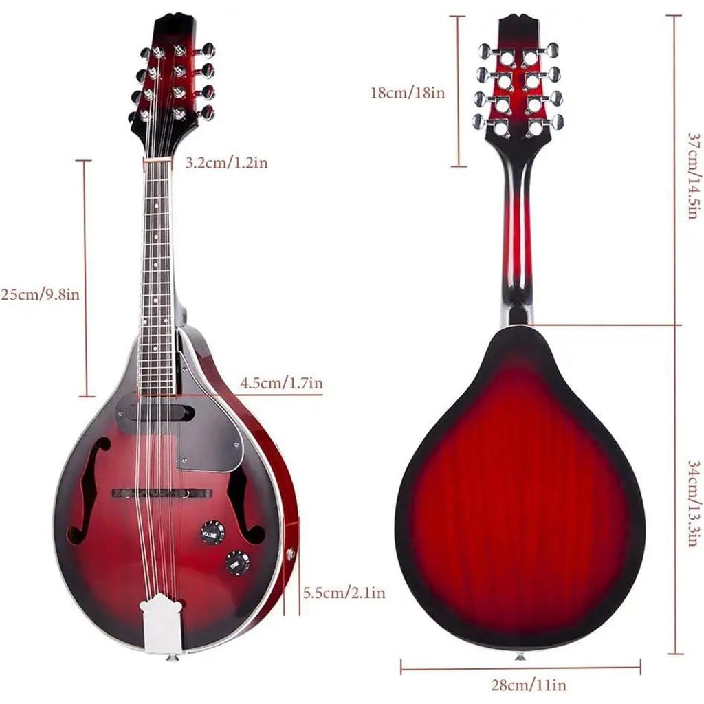 Red Sunburst Mahogany Wood A Style Acoustic Electric Mandolin K280127