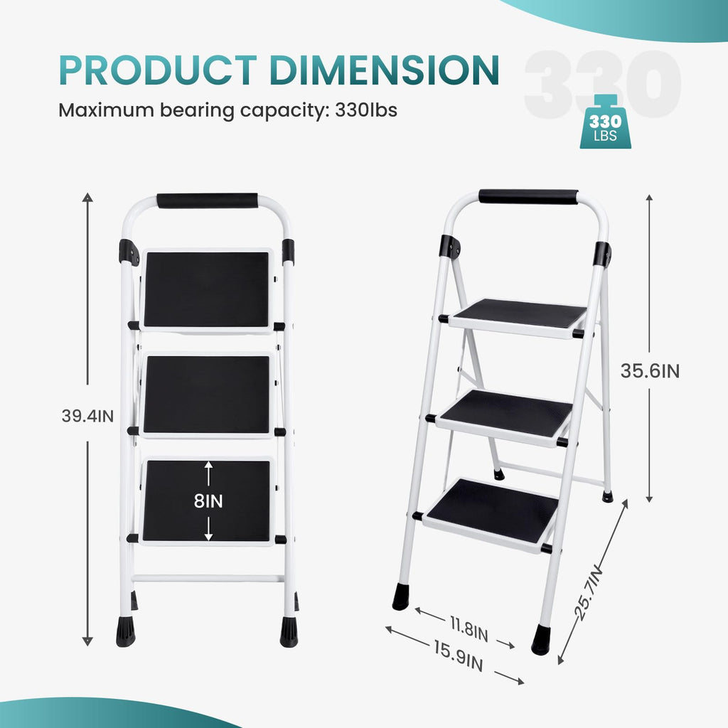 3 Step Ladder with Anti-Slip Pedal & Handrail X162