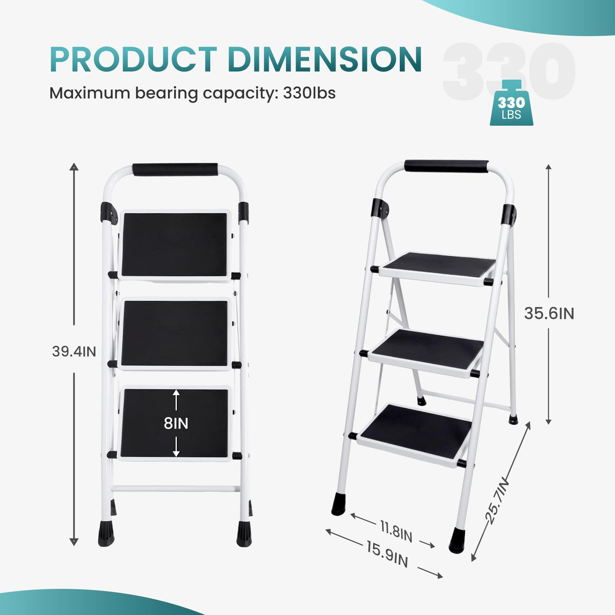 3 Step Ladder with Anti-Slip Pedal & Handrail X162