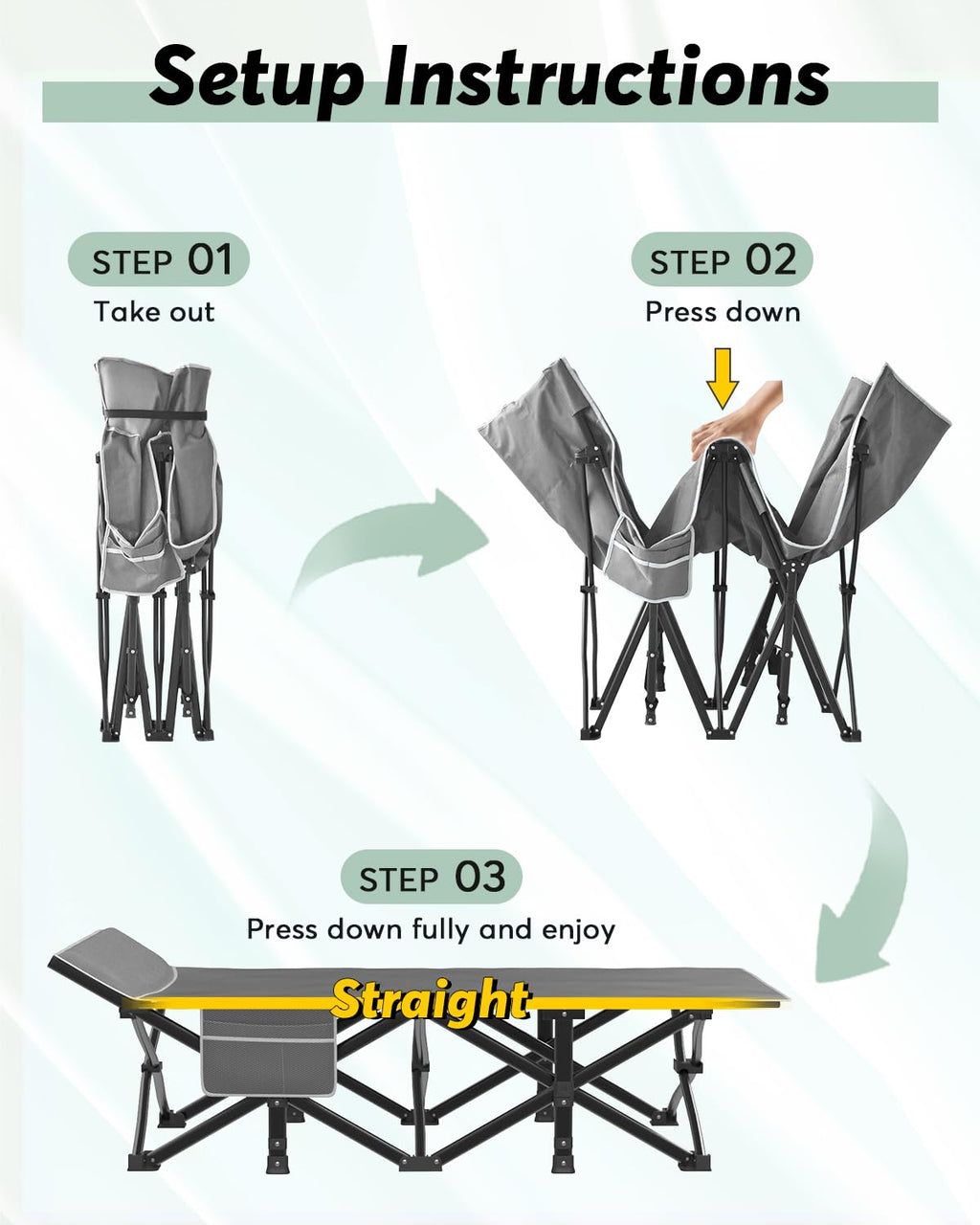 Folding Camping Cot with Mattress and Carry Bag S189