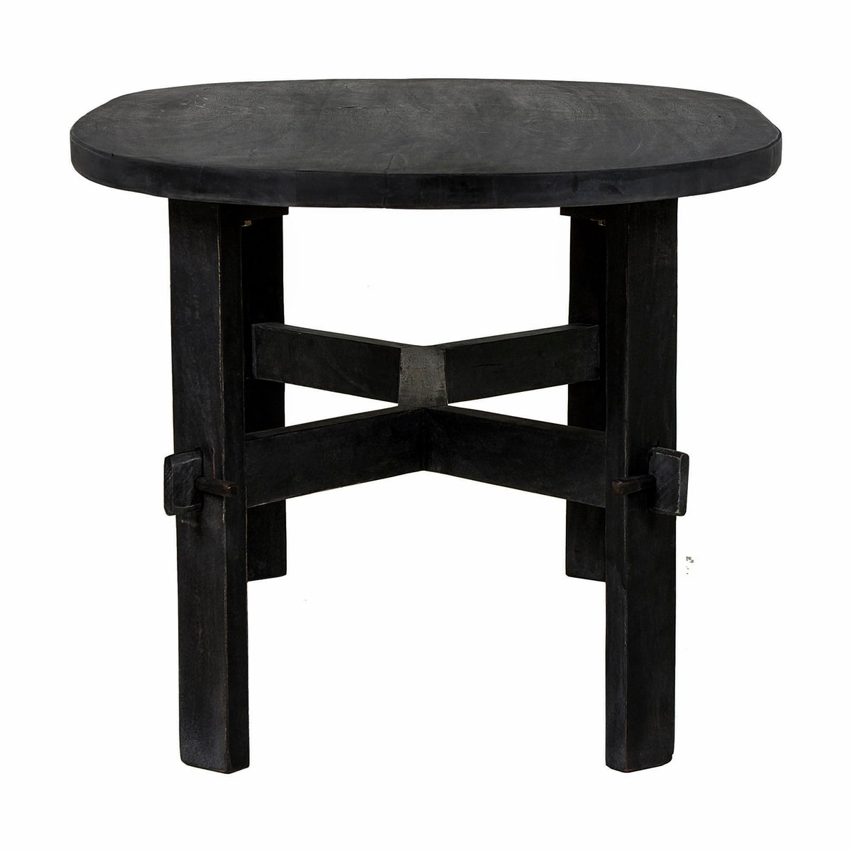 Black Oval Solid Acacia Wood Coffee Table O991456