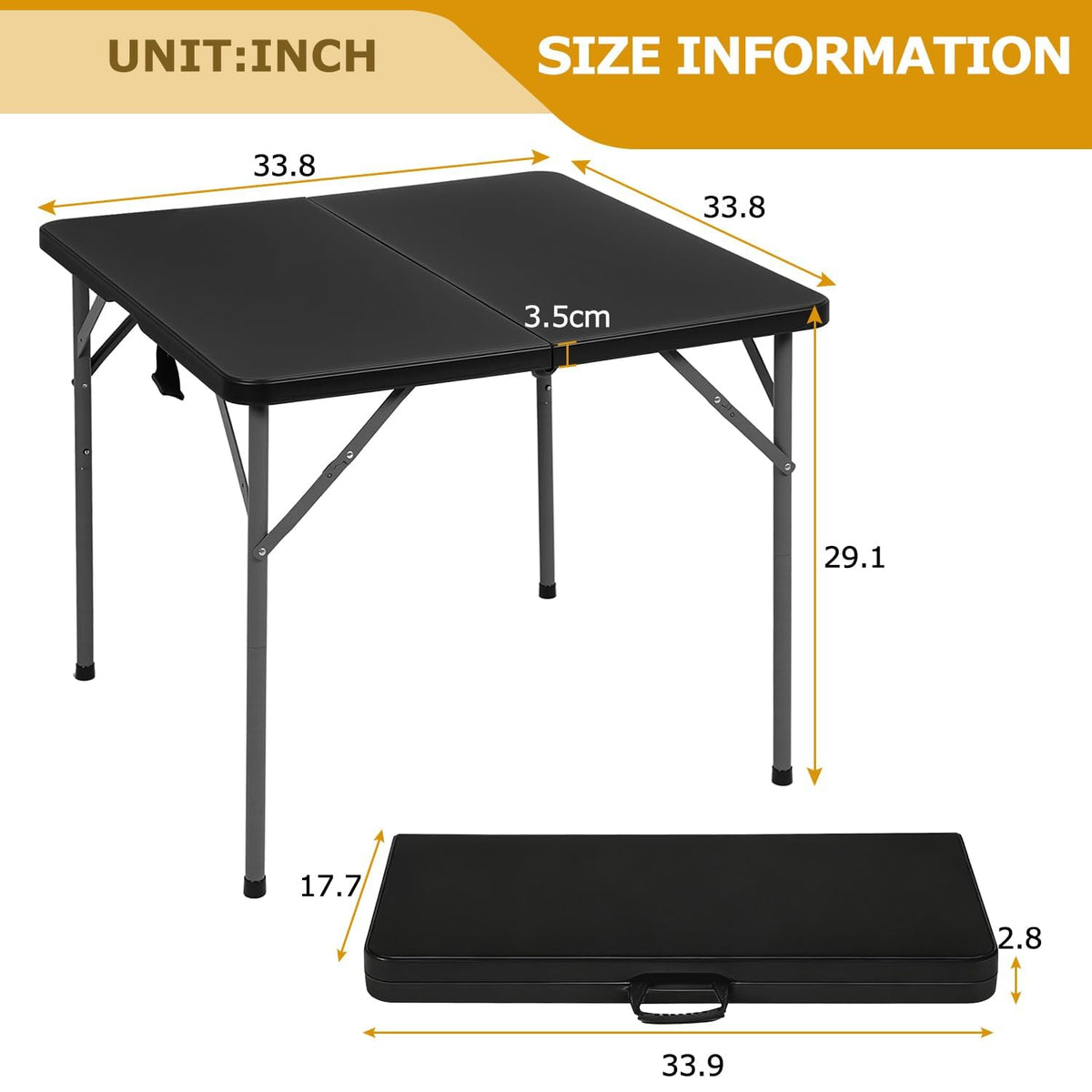 34" Black Folding Card Table I9246