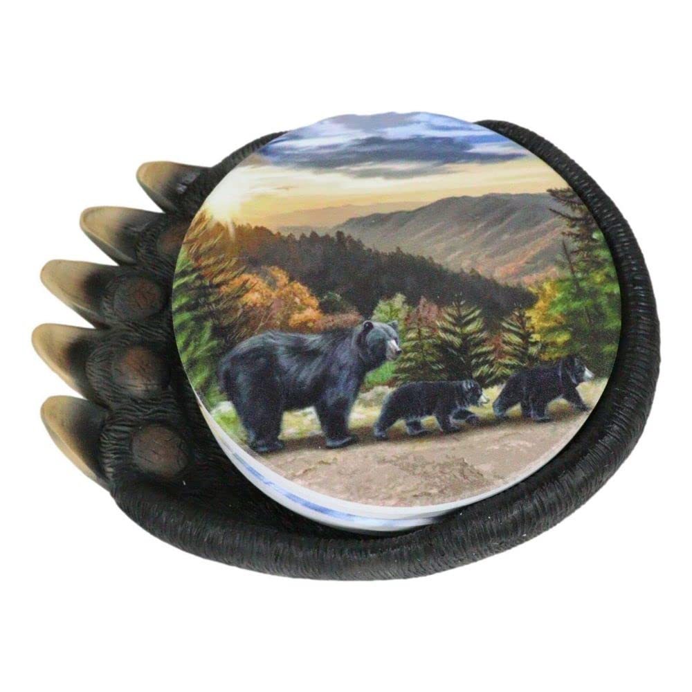 Black Bear Coaster Holder with 4 Coasters Set V30125
