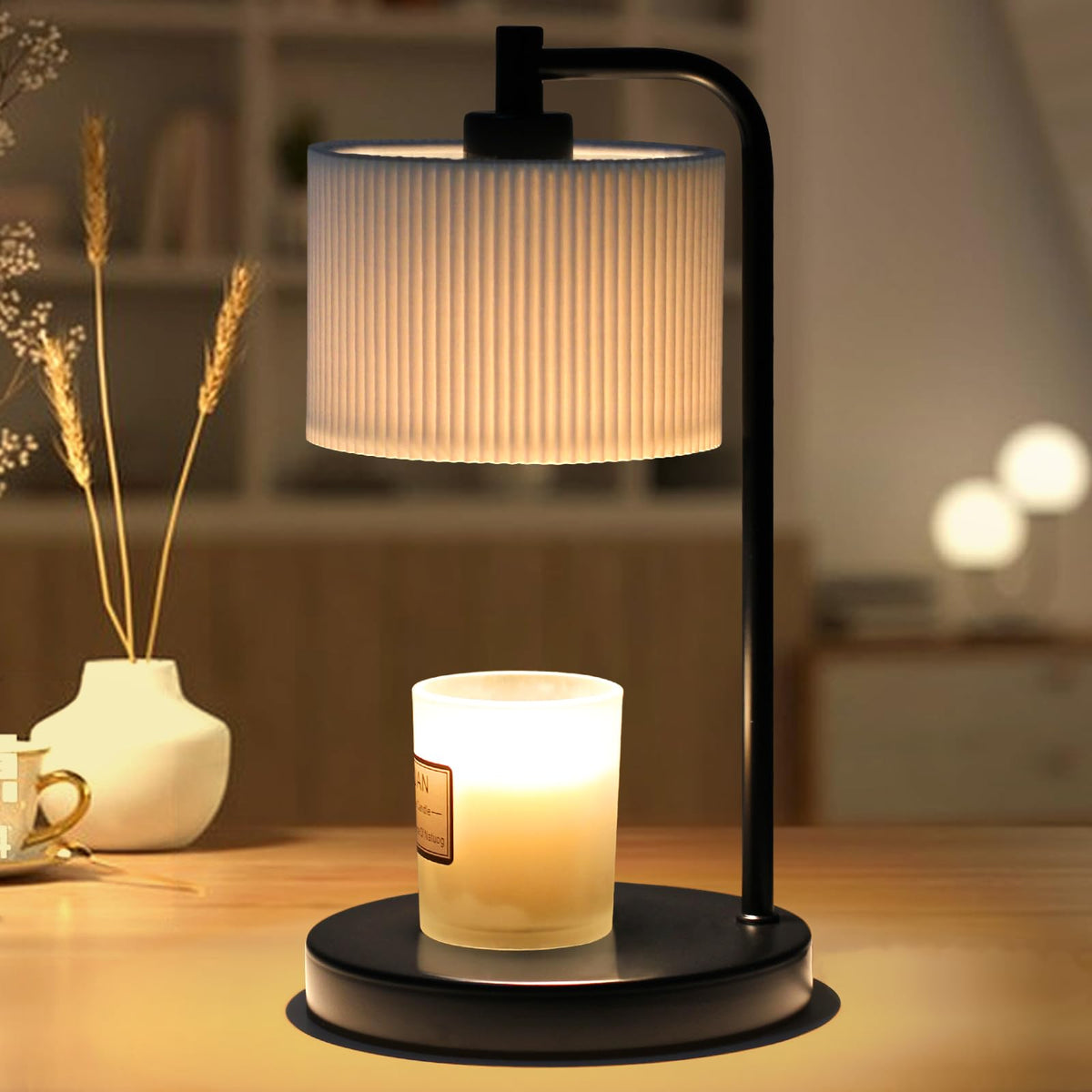 Dimmable Candle Warmer Lamp with Timer and Bulbs Black B158