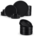 Stoneware Dinnerware Set, 12-Piece Plates and Bowls, Set of 4, Matte Black F285