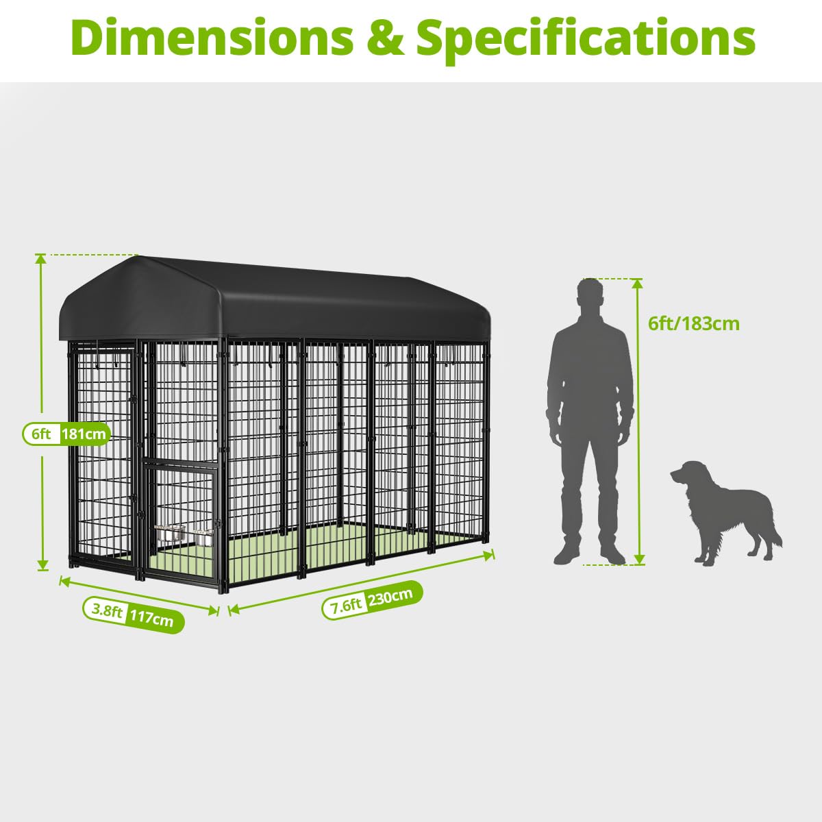 8x4x6ft Outdoor Dog Kennel with Roof I637263