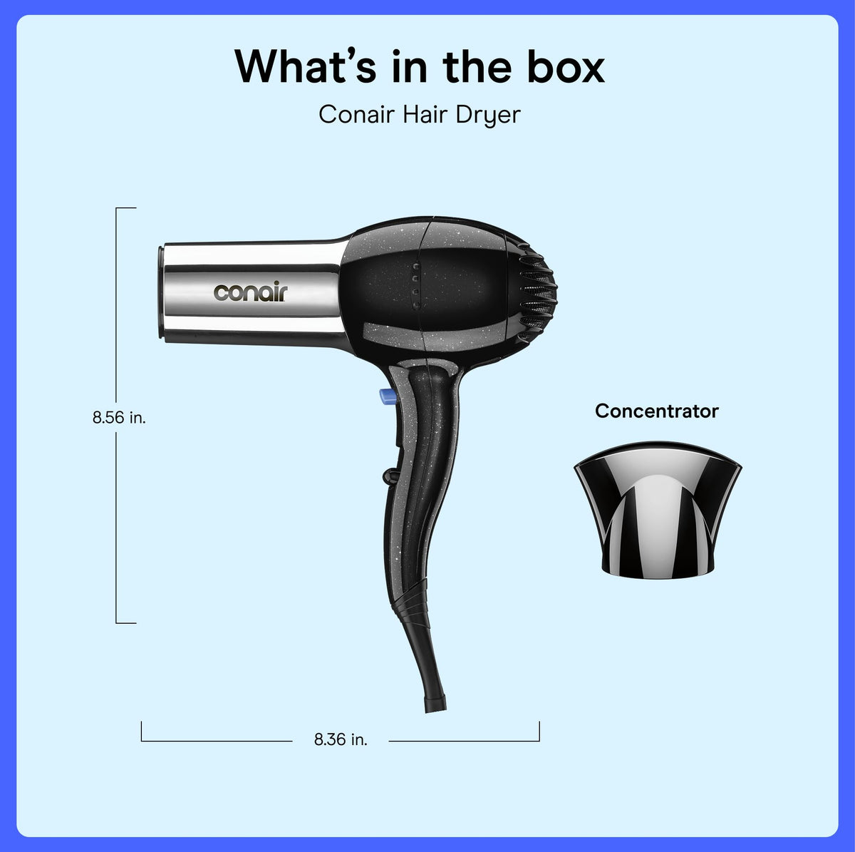 1875W Full Size Ionic Hair Dryer with Concentrator Attachment Q4956