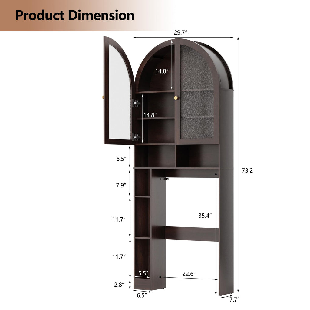 Over The Toilet Storage Cabinet with Acrylic Doors and Adjustable Shelf S6735