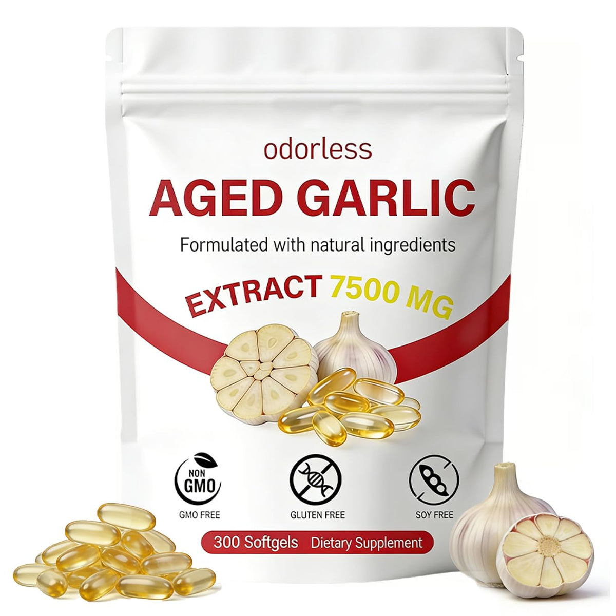 Odorless Organic Aged Garlic Extract Softgels 300 Count H53966