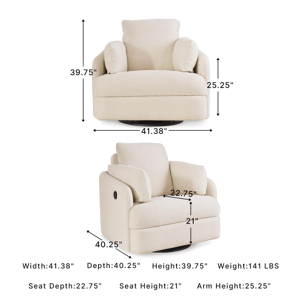Beige Swivel Glider Recliner Rocking Chair J557