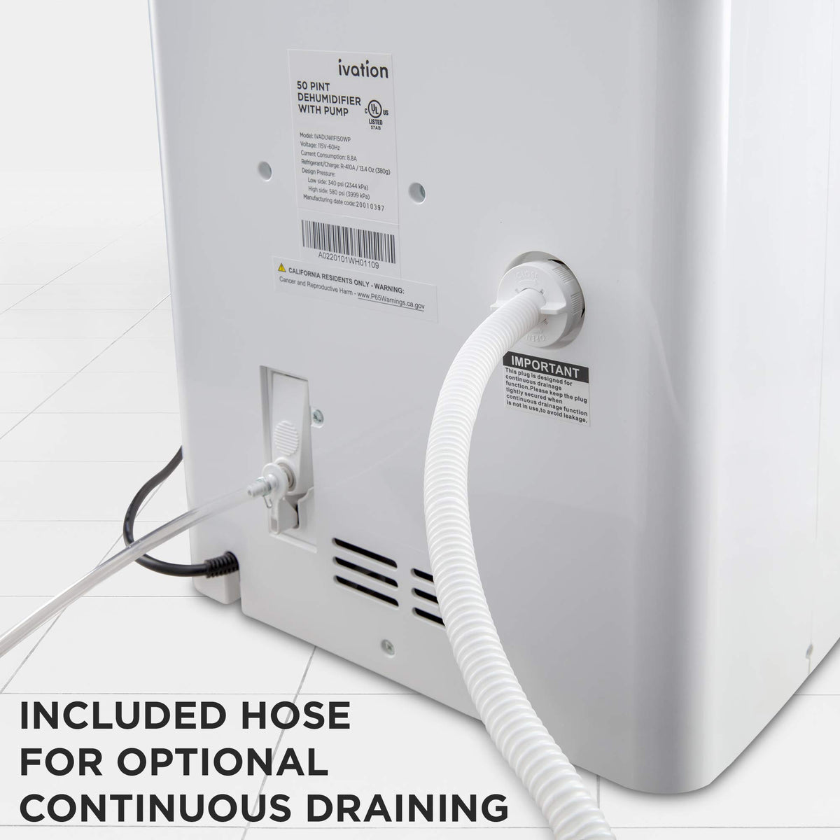 50 Pint Dehumidifier with Pump & Drain Hose D922563