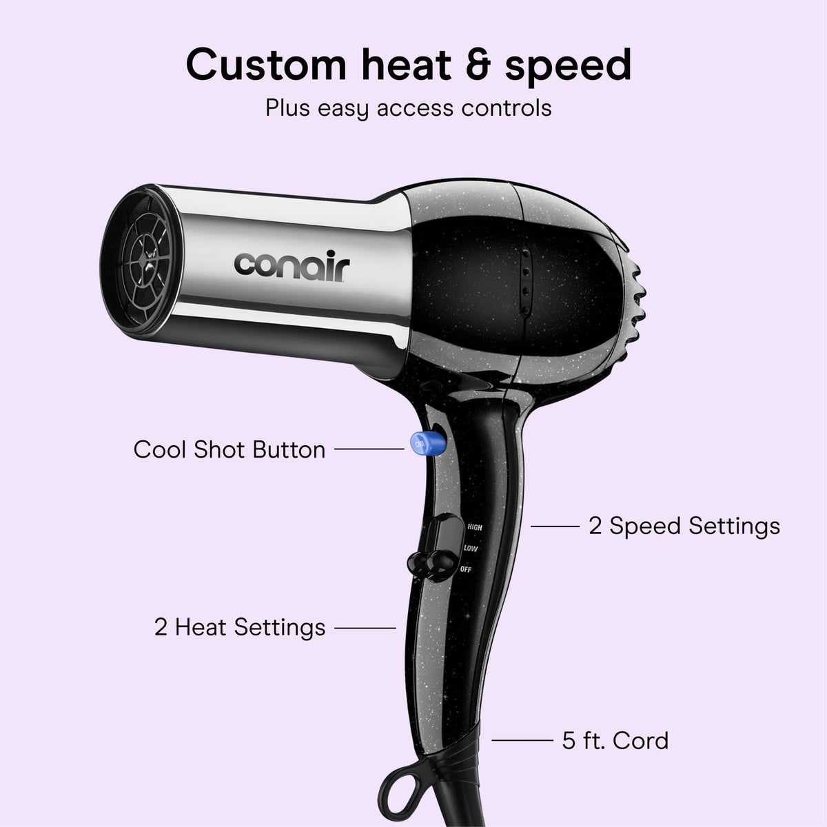 1875W Full Size Ionic Hair Dryer with Concentrator Attachment Q4956