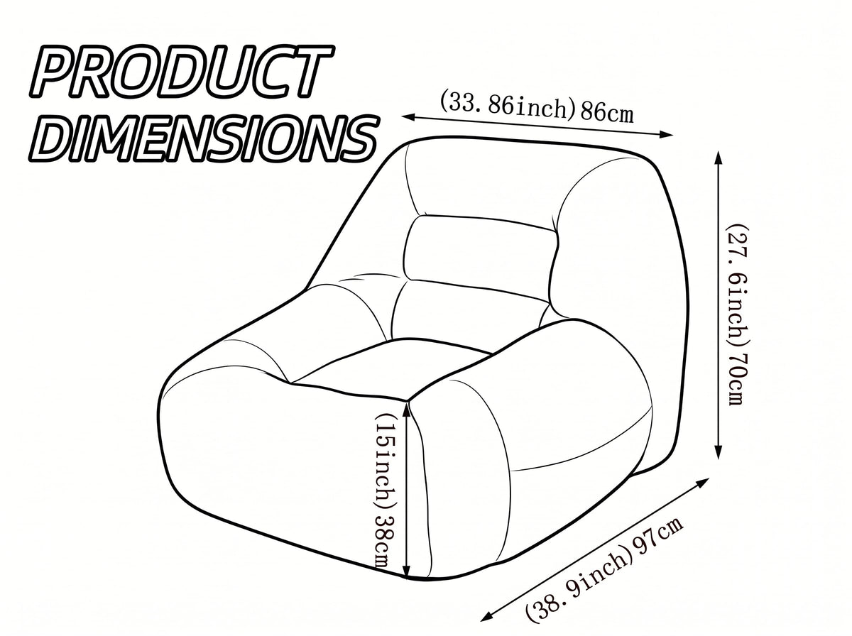 Oversized Corduroy Memory Foam Bean Bag Chair X298736