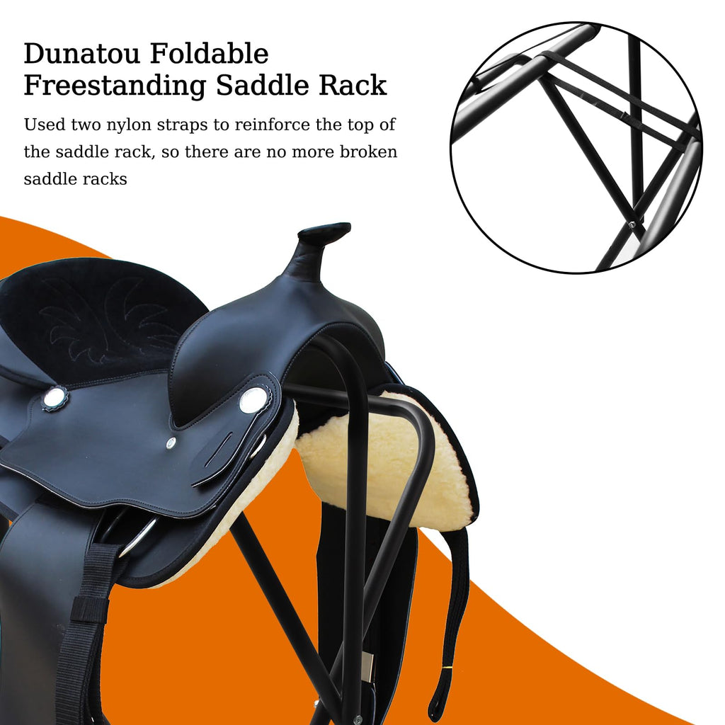Foldable Saddle Rack with Storage Shelf, Black M656206