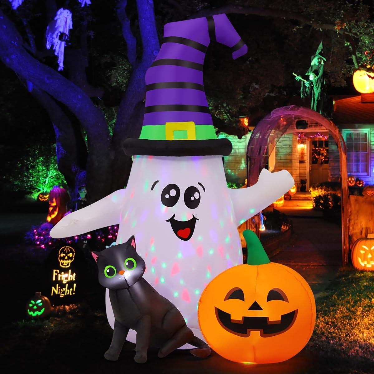 5FT Inflatable Halloween Ghost with Pumpkin Yard Decoration U728