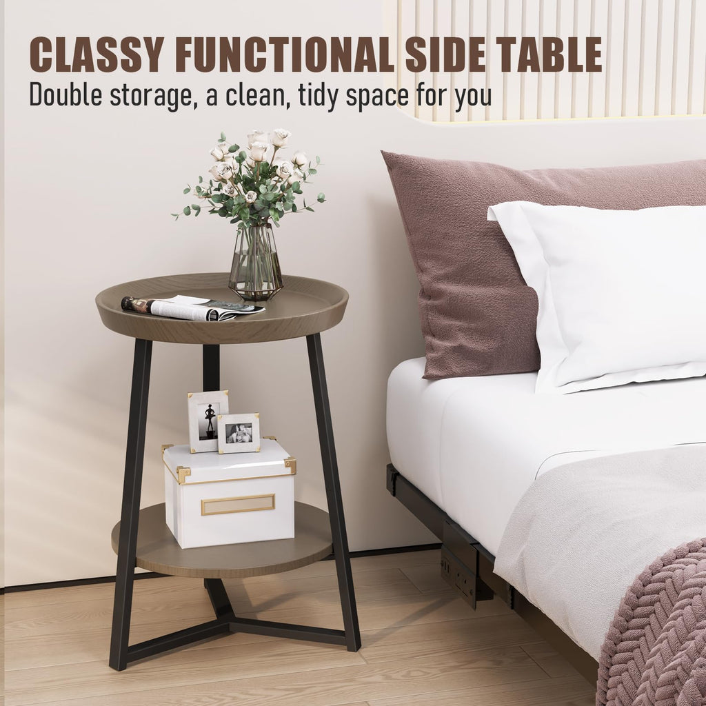 Round 2 Tier End Table with Storage Shelf K7371