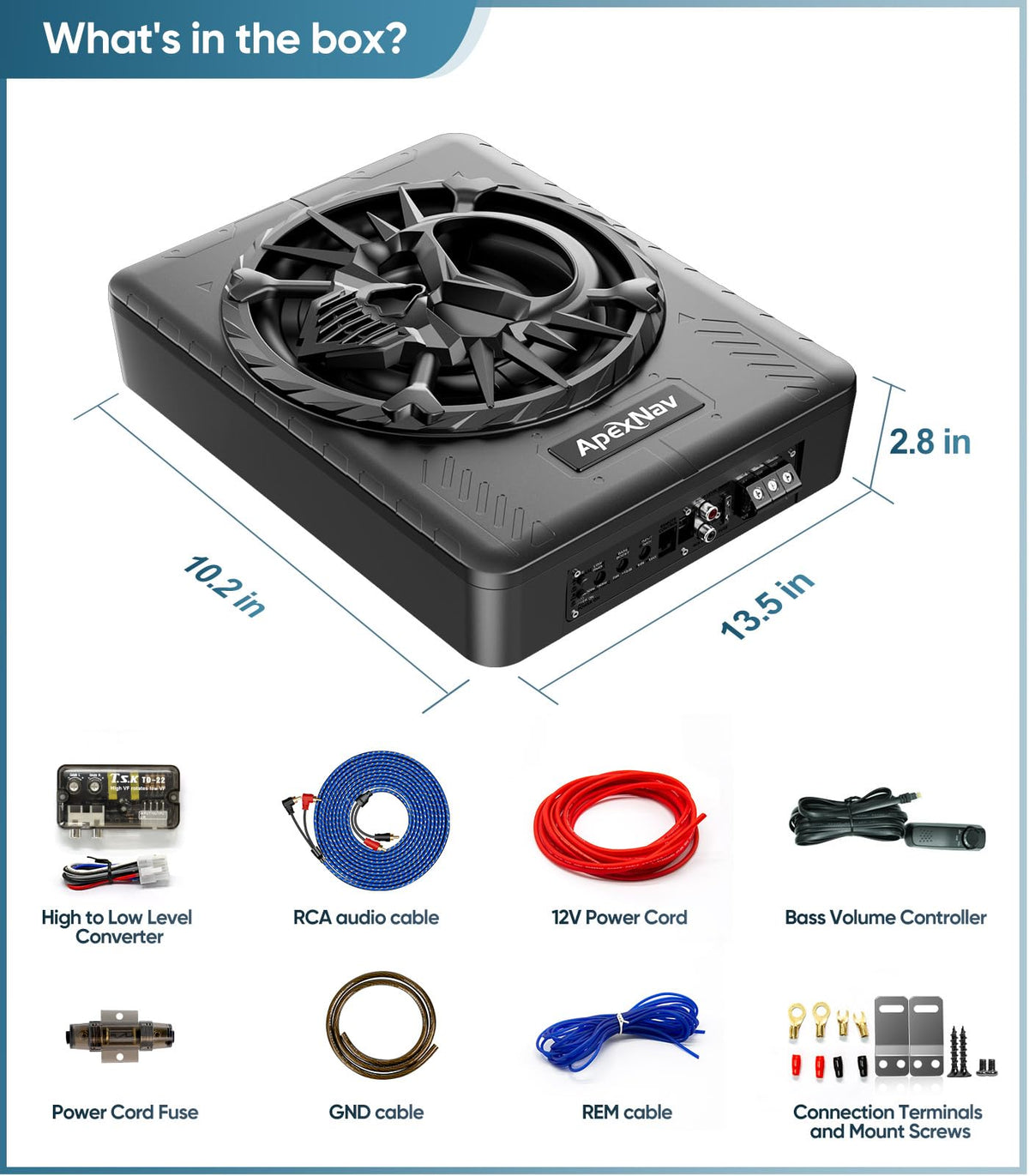 1200W Under Seat Car Subwoofer with LED Ambient Light N48547