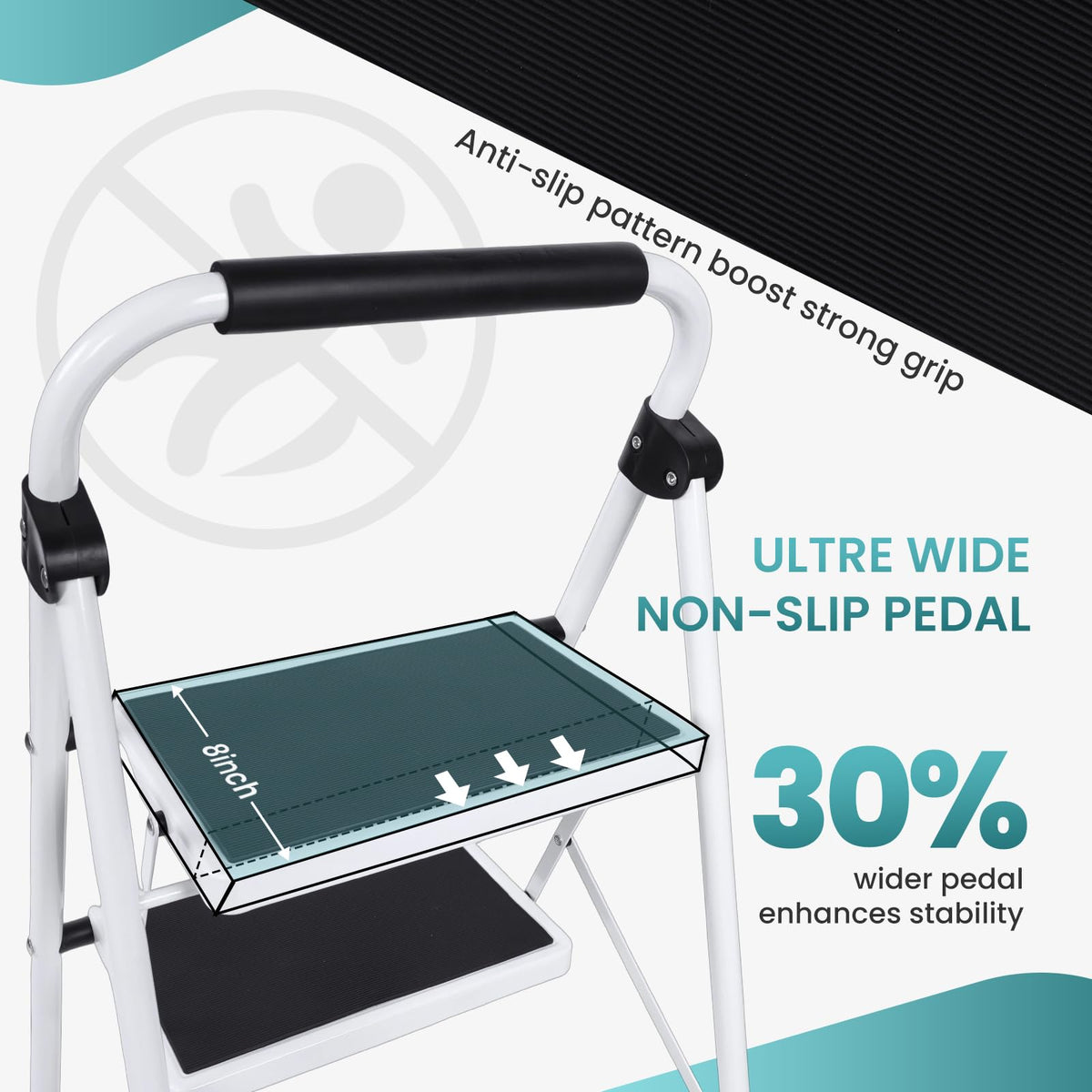 3 Step Ladder with Anti-Slip Pedal & Handrail X162